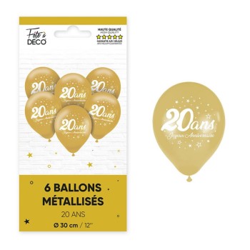 6 ballons joyeux anniversaire 20 ans