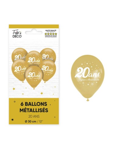 6 ballons joyeux anniversaire 20 ans