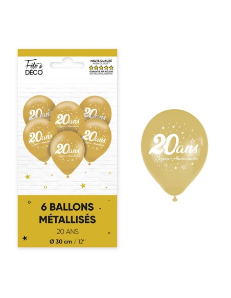 6 ballons joyeux anniversaire 20 ans