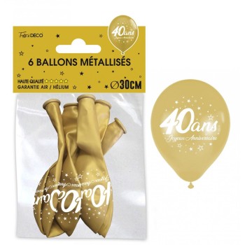 6 ballons joyeux anniversaire 40 ans