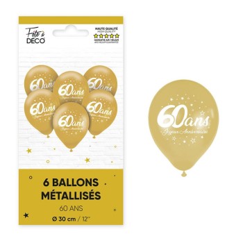 6 ballons joyeux anniversaire 60 ans
