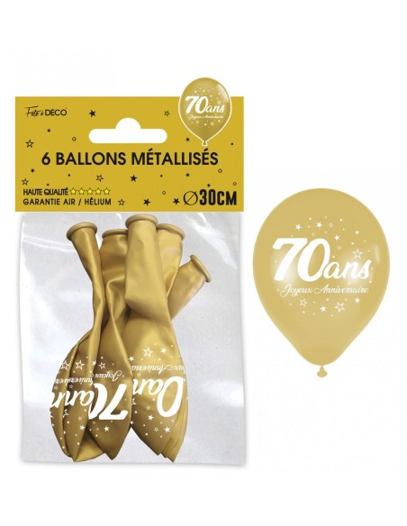 6 ballons joyeux anniversaire 70 ans