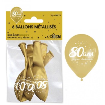 6 ballons joyeux anniversaire 80 ans