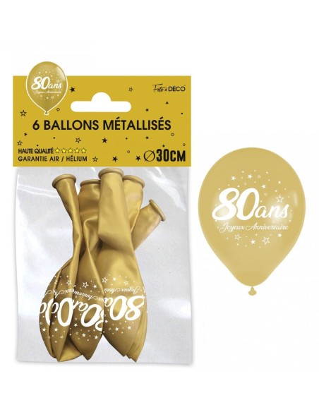 6 ballons joyeux anniversaire 80 ans