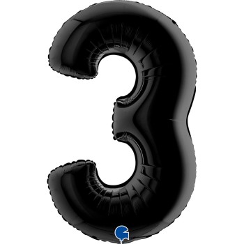 Ballon chiffre 3 noir géant