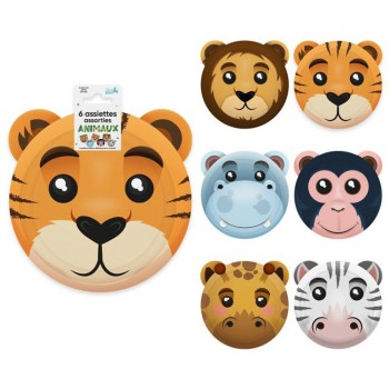 6 assiettes animaux