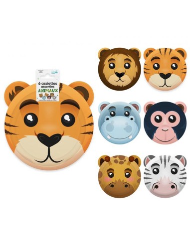 6 assiettes animaux