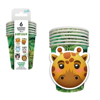 6 gobelets d'animaux