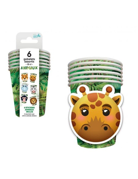 6 gobelets d'animaux
