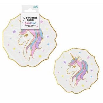 12 serviettes licorne