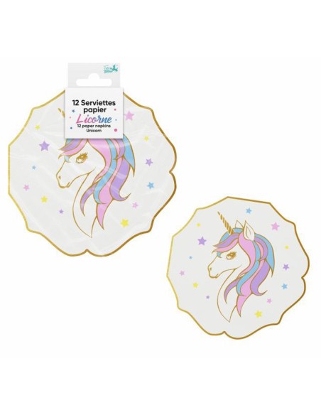 12 serviettes licorne