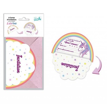 6 cartons invitation licorne