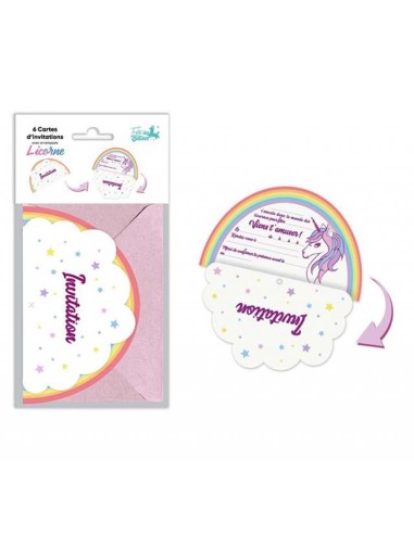 6 cartons invitation licorne