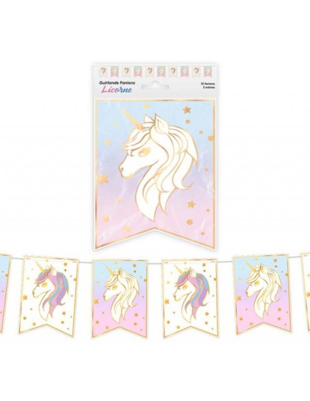 Guirlande fanions licorne 3m