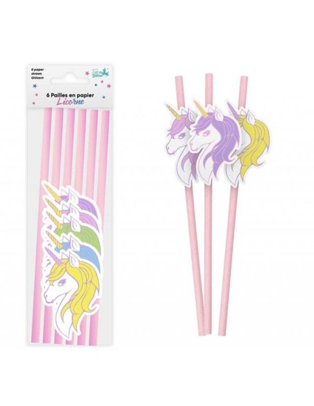 6 pailles licorne