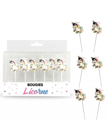 6 bougies licorne