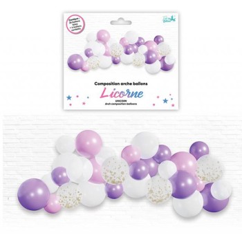 Composition arche à ballons licorne