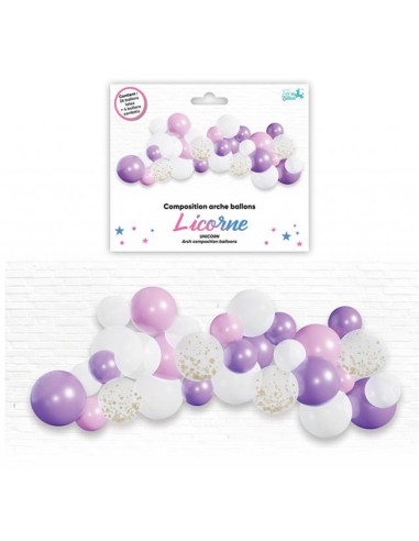 Composition arche à ballons licorne