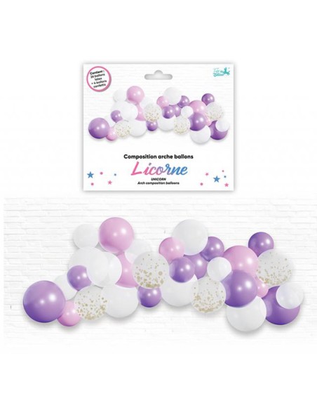 Composition arche à ballons licorne