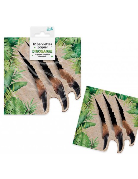 12 serviettes dinosaure