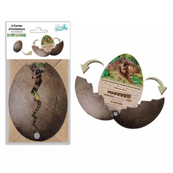 6 cartons invitation dinosaure