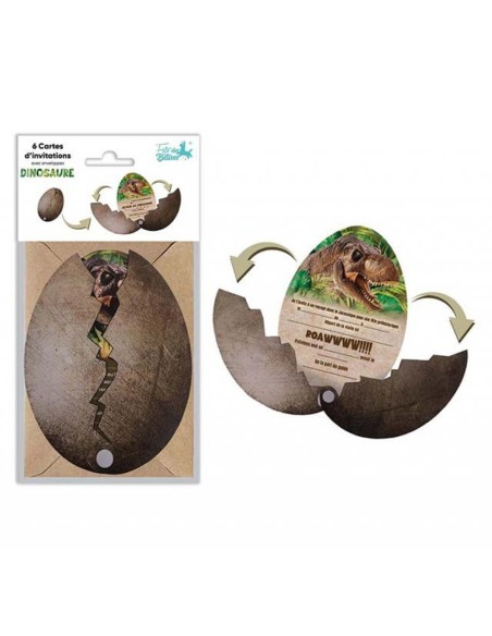 6 cartons invitation dinosaure