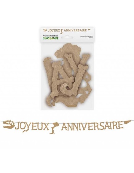 Guirlande lettres joyeux anniversaire dinosaure 4m