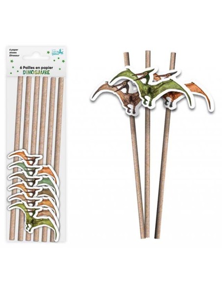 6 pailles dinosaure