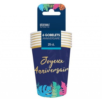 6 gobelets anniversaire tropical