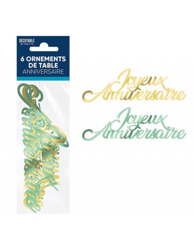 6 ornements de table joyeux anniversaire tropical