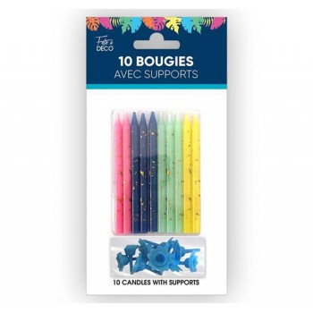 10 bougies paillettes anniversaire tropical