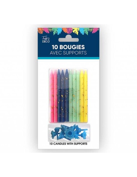 10 bougies paillettes anniversaire tropical