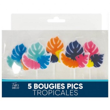 5 bougies pics feuilles tropicales