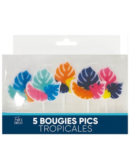 5 bougies pics feuilles tropicales