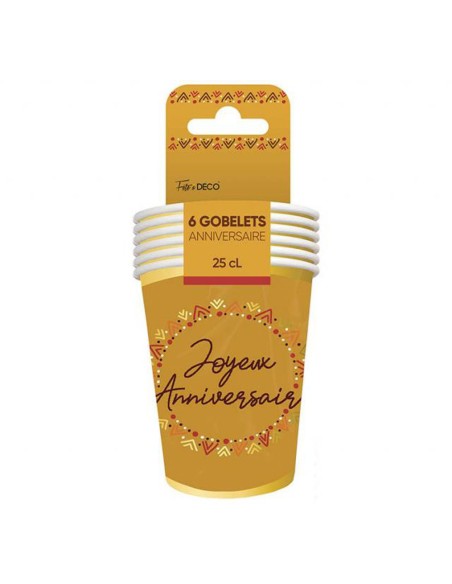 6 gobelets anniversaire bohème curry