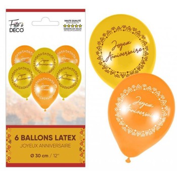 6 ballons anniversaire bohème