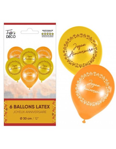 6 ballons anniversaire bohème