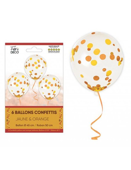 6 ballons confettis bohème