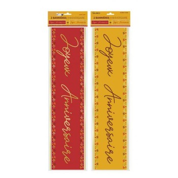 2 banderoles joyeux anniversaire bohème
