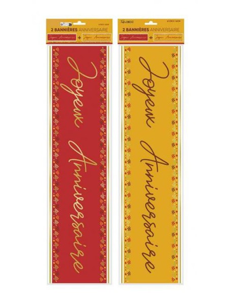 2 banderoles joyeux anniversaire bohème