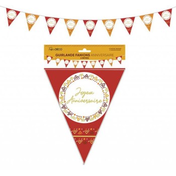 Guirlande fanions anniversaire bohème 6m