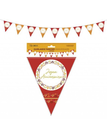 Guirlande fanions anniversaire bohème 6m