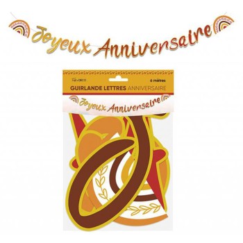 Guirlande lettres joyeux anniversaire bohème 6m