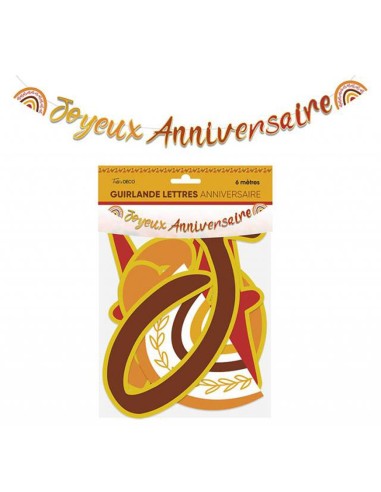 Guirlande lettres joyeux anniversaire bohème 6m