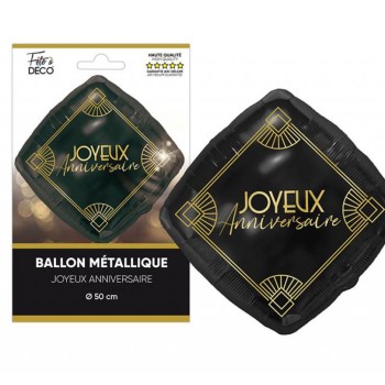Ballon carré joyeux anniversaire art déco