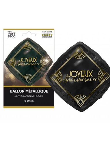 Ballon carré joyeux anniversaire art déco