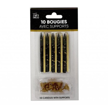 10 bougies noir et or art déco