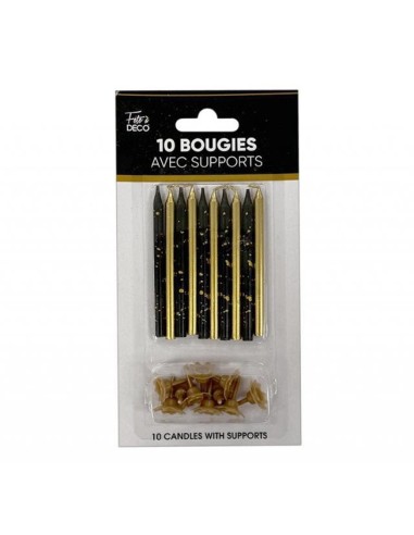 10 bougies noir et or art déco