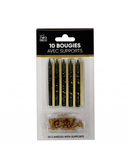 10 bougies noir et or art déco