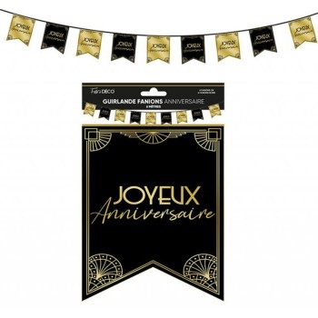 Guirlande fanions joyeux anniversaire art déco 6m